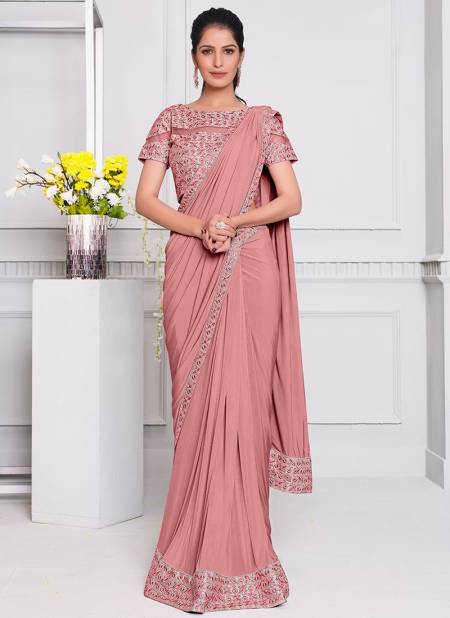 Pink Colour MOHMANTHAN 21500 Fancy Designer Party Wear Stylish Lycra Heavy Sequins Embroidery Work Saree Collection 21512